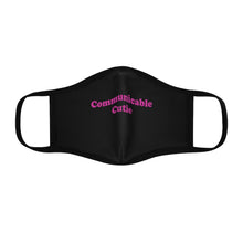 Load image into Gallery viewer, Communicable Cutie - Fitted Polyester Face Mask - Black

