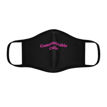 Load image into Gallery viewer, Communicable Cutie - Fitted Polyester Face Mask - Black